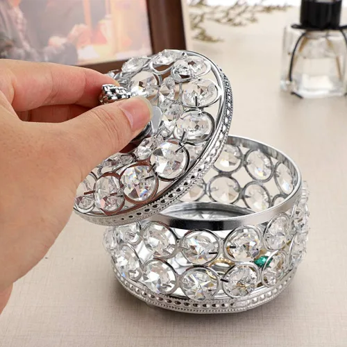 Miniatura 3 de Hipiwe Joyero con espejo de cristal, caja organizadora de joyas, decoración del hogar, anillos, aretes, collar, soporte de almacenamiento, caja