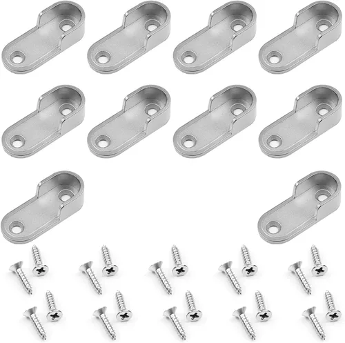 MroMax Soporte ovalado de aleación de zinc para barra de armario, soporte de brida para barra de armario, diámetro interior de 0.630 in, paquete de