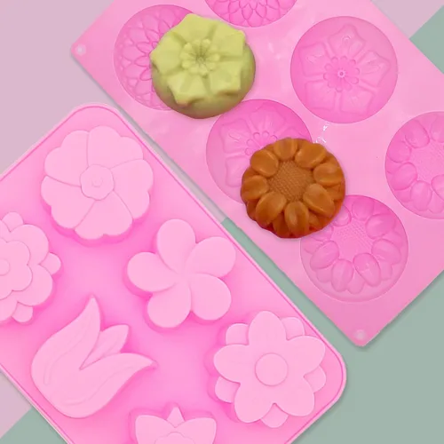 Miniatura 5 de 4 moldes de jabón de flores, moldes de silicona para tartas, moldes de chocolate floral para el hogar, hecho a mano, bandeja para hornear, barras