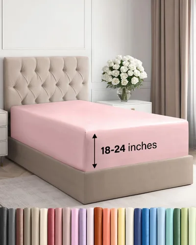 Miniatura 33 de Sábana bajera ajustable extra profunda tamaño completo – Sábana bajera individual de lujo para hotel únicamente – Se adapta fácilmente a colchones