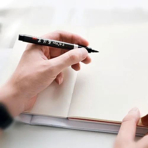 Miniatura 4 de Pluma china de 6 piezas de pincel de escritura de caligrafía japonesa con tinta de agua para principiantes de escritura china, juego de 3 tamaños