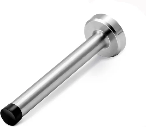 Topes de puerta, tope de puerta de 6 pulgadas de largo, montaje en pared, resistente y rígido, de acero inoxidable cepillado con puntas de plateado