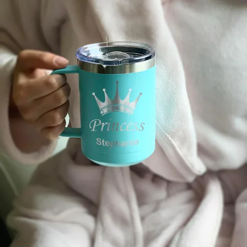 Miniatura 4 de LaserGram Taza de café aislada al vacío de 15 onzas, cabina de camión, grabado personalizado incluido (negro)