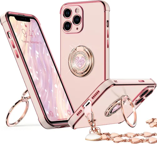 Miniatura 15 de XYZ Funda para iPhone 11 con Soporte, Funda para Teléfono con Soporte de Doble Anillo con Patilla, Funda Protectora de Lujo Brillante para Mujeres