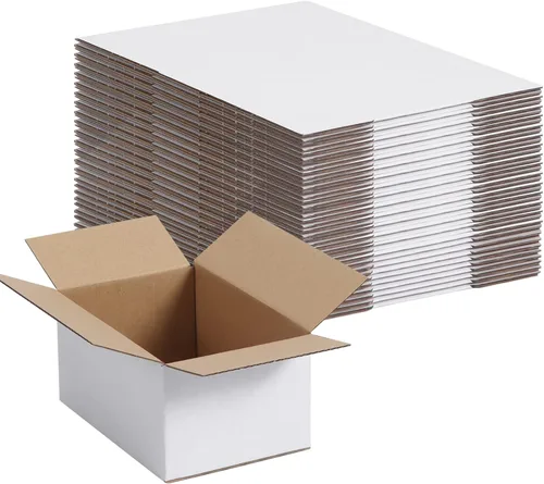 Miniatura 11 de Paquete de 40 cajas de envío pequeñas de 8x6x4 pulgadas, caja de correo de cartón corrugado blanca para envío, embalaje, negocios