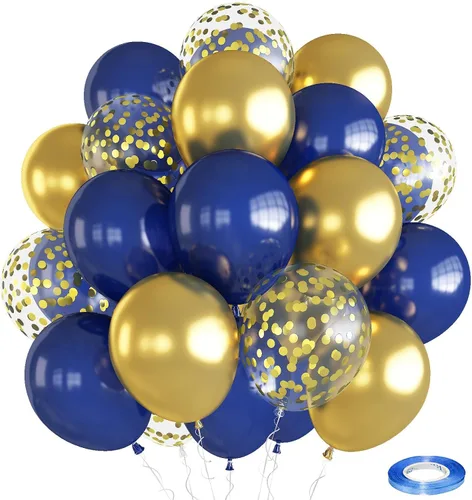 Miniatura 20 de Globos de color rojo, azul y amarillo, globos de helio de color primario de 12 pulgadas con globos de látex de confeti, globos de carnaval, circo