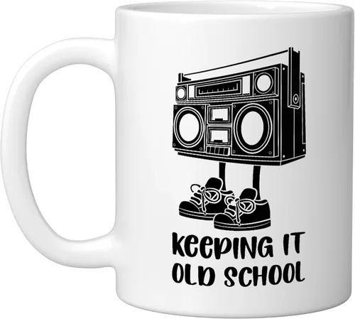 Miniatura 9 de Keeping It Old School 80s 90s Retro Cassette Radio Ceramic Mug, Orange/White