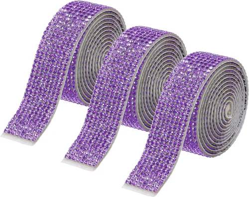 Miniatura 66 de MECCANIXITY 3 rollos de cinta de diamantes de imitación autoadhesiva de 3 yardas y 0.315 in para proyectos de artes y manualidades, pasteles de Beige