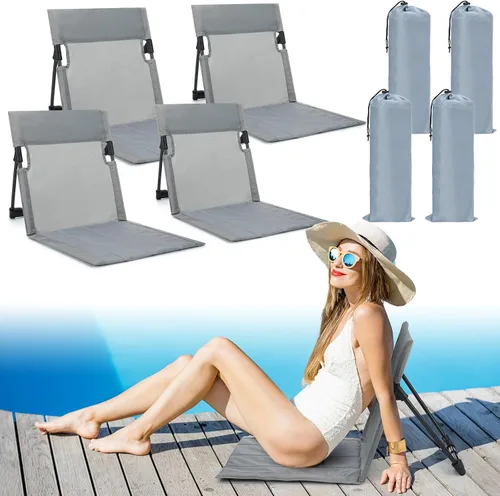 Miniatura 22 de Karenhi Sillas plegables junto a la piscina para borde de la piscina, sillas de playa portátiles con soporte trasero, asientos plegables de piscina