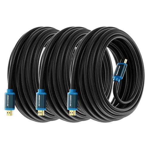 Miniatura 17 de Maximm - Cable HDMI 2.0 4K de alta velocidad (incluye clips de cable, empates y adaptador de ángulo recto) en múltiples tamaños y paquetes Azul - 1