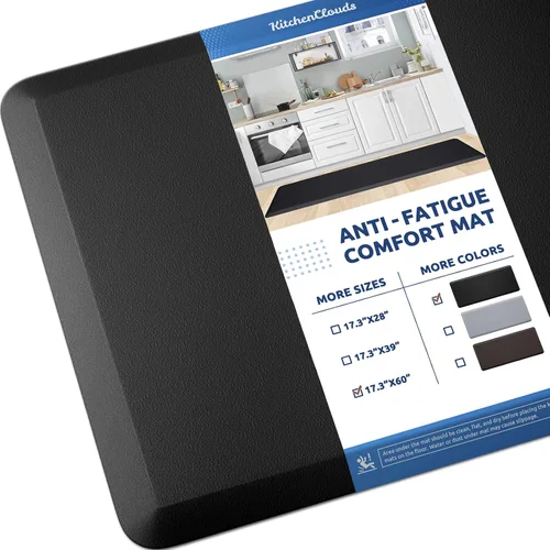 Miniatura 18 de KitchenClouds Alfombra de cocina acolchada anti fatiga, 17.3 x 60 pulgadas, impermeable, antideslizante, tapete de escritorio cómodo, para cocina