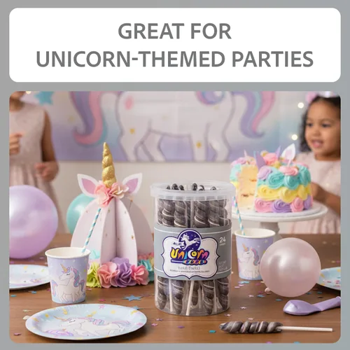 Miniatura 6 de Adams & Brooks Silver Tutti Frutti Mini Unicorn Pops, tarro de 10 onzas (24 unidades) - Piruletas de unicornio Twisty, dulces envueltos