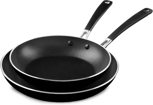Miniatura 5 de KitchenAid Sartenes antiadherentes de aluminio de 10 y 12 pulgadas, paquete doble, sartenes para freír con base de acero inoxidable 4.0 de calibre