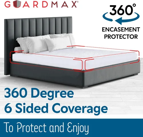 Miniatura 6 de Guardmax Funda de colchón Queen con cremallera, protector de colchón 100% impermeable, suave y absorbente de algodón de rizo superior para niños, 1