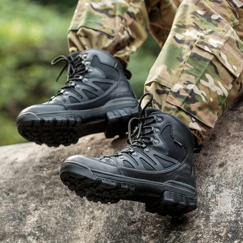 Miniatura 2 de FREE SOLDIER Botas de senderismo tácticas impermeables para hombre, botas de trabajo militar, botas de combate