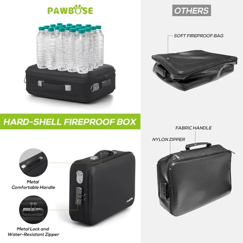 Miniatura 6 de PAWBOSE Caja de Seguridad para Documentos Ignífuga para el Hogar con Bloqueo de Combinación, Caja Rígida Ignífuga y Resistente al Agua de 16x12x5