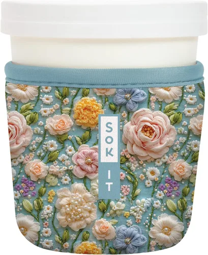 Miniatura 54 de Sok It IceCreamSok - Funda de neopreno aislada (flores abstractas, pintas de helado cónicas)