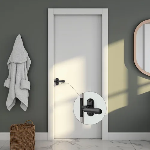 Miniatura 6 de Paquete de 2 pestillos de baño abatibles de 360 grados para puerta interior, 3 métodos de bloqueo de acero inoxidable para puerta de granero, Mate