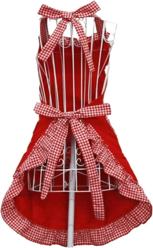 Miniatura 3 de Hyzrz Delantales lindos de algodón rojo de moda para mujeres y niñas, delantales vintage de cocina retro con bolsillos para regalo del día