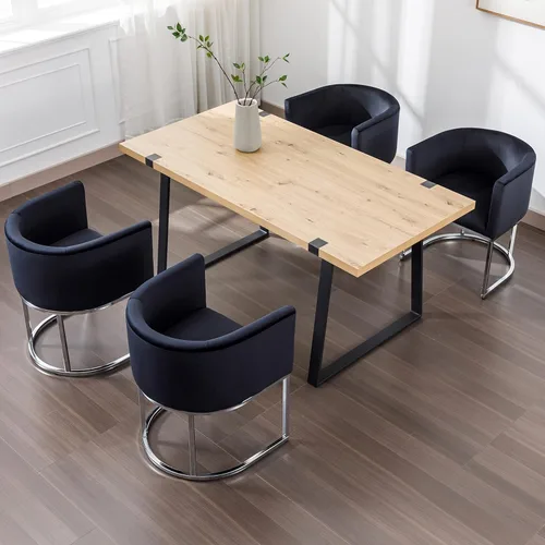 Miniatura 18 de RIVOVA Silla de Comedor Tapizada, Sillón Lateral Moderno Tipo Barril Tapizado, Sillas de Comedor Tapizadas, Cómodo Sillón, Silla Lateral de Cocina