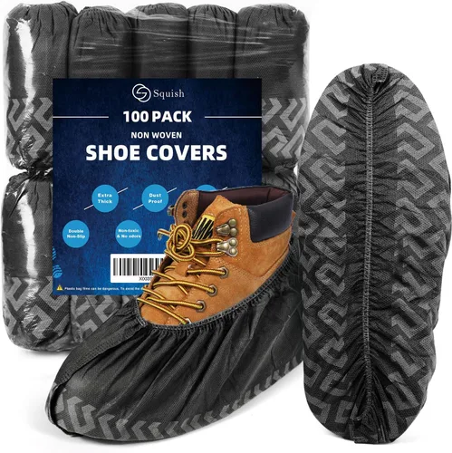 squish Fundas para zapatos, desechables, antideslizantes, paquete de 100 (50 pares), gruesas extra desechables, fundas protectoras antideslizantes