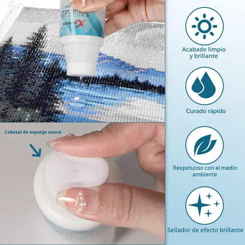 Miniatura 4 de Sellador de pintura de diamantes, paquete de 2 unidades de 240ML, sellador de pegamento para pintura de diamantes 5D, efecto permanente de sujeción