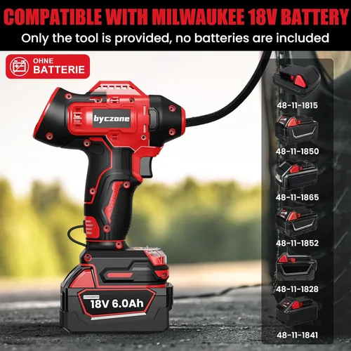 Miniatura 2 de Inflador de neumáticos compatible con batería MILWAUKEE de 18 V máximo, compresor de aire inalámbrico de 160 PSI con medidor de presión digital LCD
