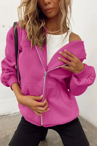 Miniatura 5 de Trendy Queen - Sudaderas con capucha Y2K con cremallera para mujer, de manga larga, para otoño, de gran tamaño, casual, con bolsillo