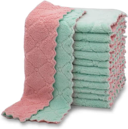 Miniatura 8 de kimteny Paquete de 12 Paños de Cocina para Platos, Paños de Cocina Premium, Paños de Cocina de Terciopelo Coral Superabsorbentes, Antiadherentes al