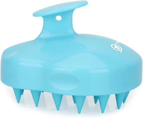 Miniatura 14 de FREATECH Cepillo de champú y masajeador con cerdas de silicona suave para el cuidado del cuero cabelludo, exfoliador para la ducha que elimina