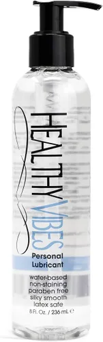 Lubricante personal íntimo abase de agua Healthy Vibes, lubricante anal y crema hidratante libre de parabenos, Transparente, 1