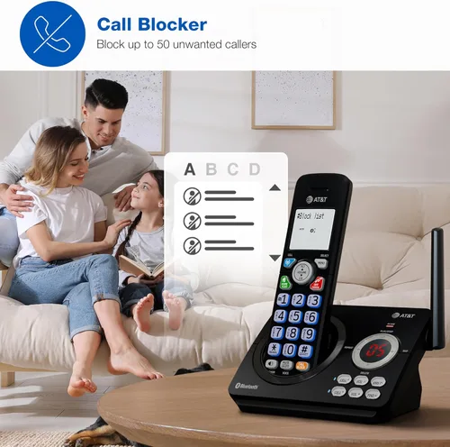 Miniatura 4 de AT&T Teléfono inalámbrico DECT 6.0 - Bloqueador de llamadas inteligente, Bluetooth conecta a la celda, anuncio de identificación de llamadas