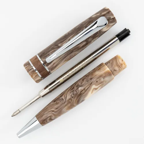 Miniatura 6 de Monteverde Bolígrafo USA Trees of the World Avenue of the Baobabs, remolino beige, diseño ergonómico, borde cromado pulido, resina sólida