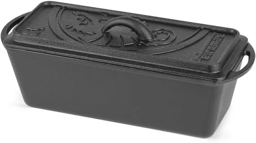 Petromax Molde para pan con tapa, sartén grande de hierro fundido con asas para fogata o cocina doméstica, pre-sazonada, también puede utilizar la