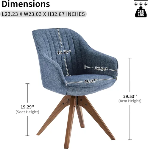 Miniatura 2 de Art Leon Silla de Escritorio - Silla de Oficina Moderna de Mediados de Siglo Sin Ruedas, Silla Giratoria de Acento con Patas de Madera de Roble