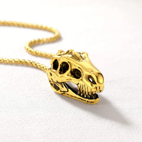 Miniatura 4 de U7 Men Pendant Necklaces, Stainless Steel Necklace for Men, Cool Guitar Pick SkullAlligator Dinosaur Skeleton Tyrannosaurus RexGothic