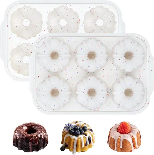 Miniatura 13 de FUNBAKY Moldes de silicona con marco reforzado de metal en forma de corazón, 10 pulgadas, moldes antiadherentes para moldes para pasteles