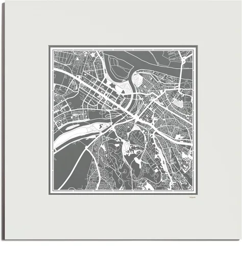 Miniatura 100 de O3 Design Studio Mapa de corte de papel Madrid negro mate de 20 x 20 pulgadas