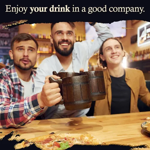 Miniatura 5 de Copa de acero inoxidable, hecho a mano, taza de cerveza, hombres, ecológica, recuerdo retro café Juego de 6 tazas retro marrón 20 onzas