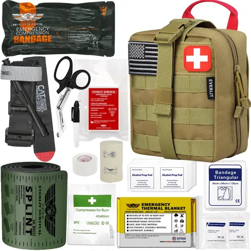 Miniatura 12 de EVERLIT Kit de Trauma de Emergencia, Torniquete CAT GEN-7, Férula de 36 pulgadas, IFAK Táctico de Combate Militar para Respuesta de Primeros Camo