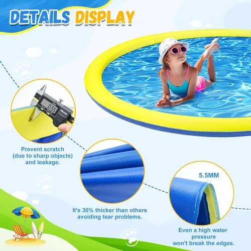 Miniatura 6 de Rociador antideslizante extra grande de 107 pulgadas para niños y perros, piscina para perros para niños, juguetes para exteriores para niños de 3 a