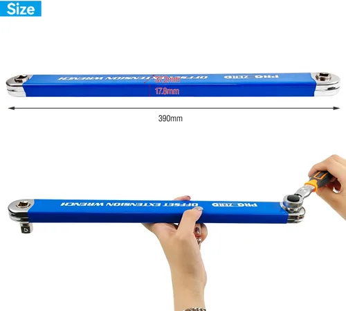 Miniatura 2 de Llave de extensión compensada de impacto lista de Bqweun, juego de llave de extensión de alcance estrecho, con adaptadores de accionamiento cuadrado