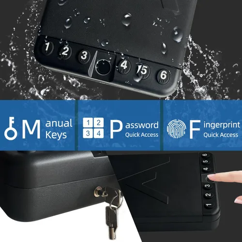 Miniatura 3 de VORanexs - Caja fuerte biométrica portátil de tamaño de viaje, caja fuerte para pistola con huellas dactilares y teclado digital, acceso rápido