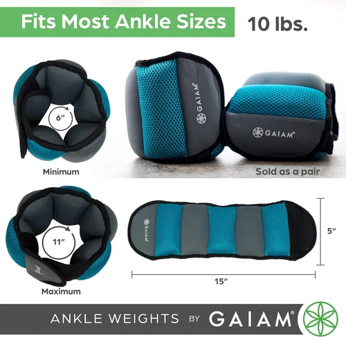 Miniatura 2 de Gaiam Ankle Weights, Wearable Bracelet to Strengthen, Tone & Sculpt, Adjustable Ankle Weights for Women & Men for Yoga, Dance, Pilates, Barre, Verde