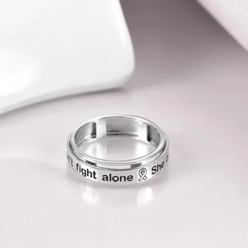 Miniatura 3 de Anillo giratorio para ansiedad de plata de ley para mujer, Plata Esterlina, no conocido