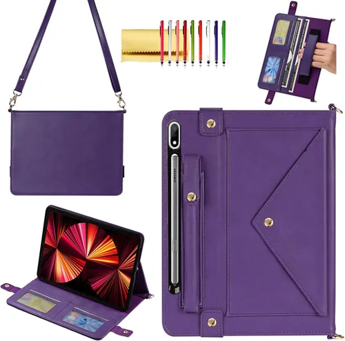 Miniatura 57 de Bolso Funda para Samsung Galaxy Tab S10 FE/S9 FE 10.9"/S9/S8/S7 11", Techcircle Folio con Soporte Cruzado, Billetera con Ranura para Lápiz S Pen