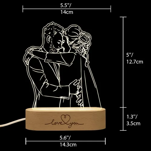 Miniatura 7 de Luz nocturna personalizada, marco de fotos acrílico en 3D, marco de fotos, aniversario, boda, Navidad, regalos de cumpleaños para él y su esposa