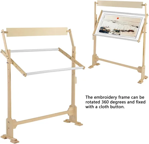 Miniatura 3 de TOPINCN Soporte de bordado de gran tamaño con marco de madera para costura de costura, kit de soporte de bordado giratorio para bordar