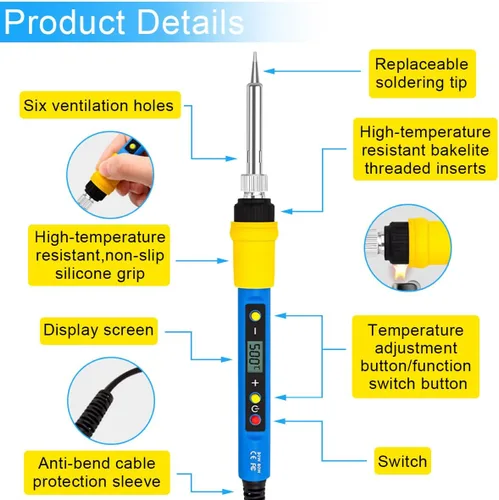 Miniatura 2 de Kit de soldador, pistola de soldadura de 80 W, temperatura ajustable 12 en 1, 356.0-932.0 °F, kit de herramientas de soldadura con puntas