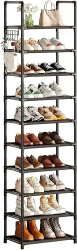 Miniatura 9 de Simple Trending Zapatero de 8 niveles de gran capacidad para 64 pares, estante alto para zapatos, organizador de zapatos de metal resistente